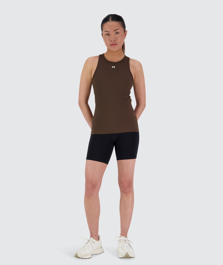 Women's ribbed tank top #color_coffee-bean